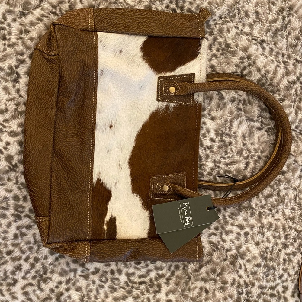 NWT Myra Purse with cow print fur on back & front see photos